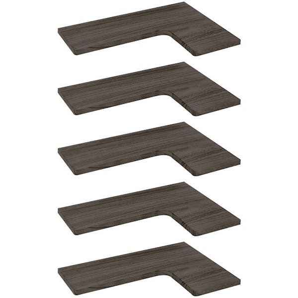 Unbranded 16.1 in. W x 11.4 in. D Corner Floating Shelves (Set of 5) Decorative Wall Shelf Weathered Gray