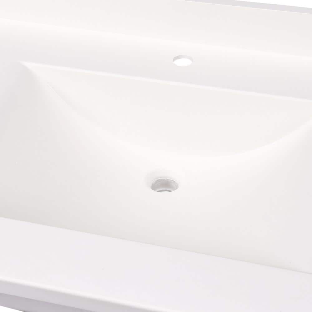 White Engineered Solid Surface Single Sink Bathroom Vanity Top
