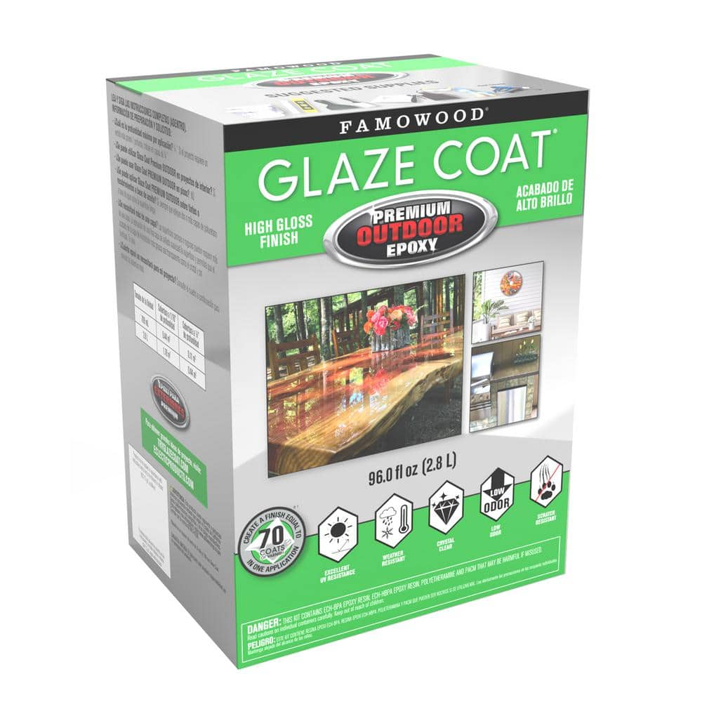 FAMOWOOD 96 fl. oz. Glaze Coat Premium Outdoor Clear Epoxy Kit (2-Pack ...