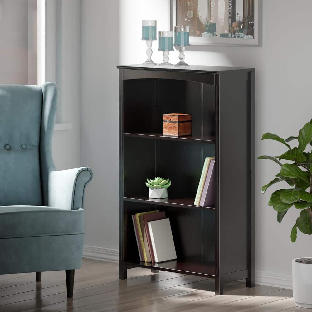 Elegant Espresso 4-Tier Transitional Bookshelf in Solid Wood