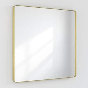 36 in. W x 36 in. H Square Framed Wall Mounted Bathroom Vanity Mirror in Brushed Gold