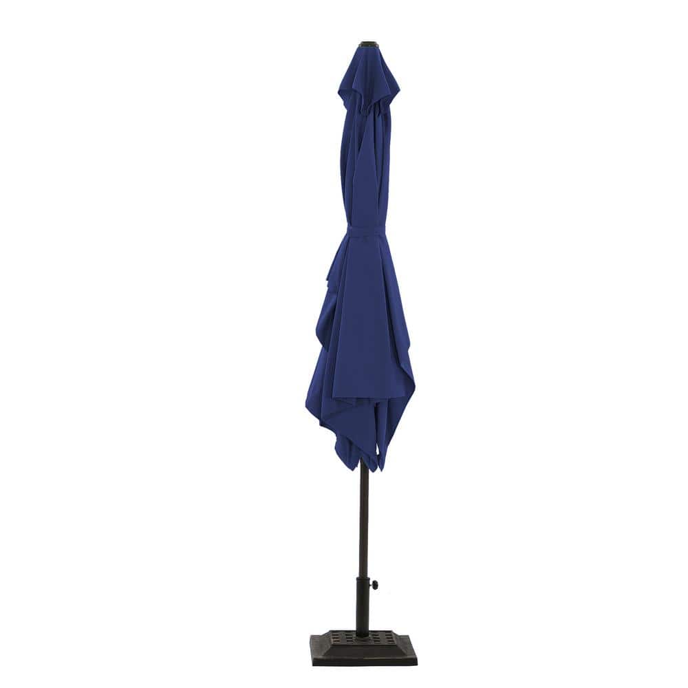 10ft Navy Blue Rectangular Aluminum Market Patio Umbrella