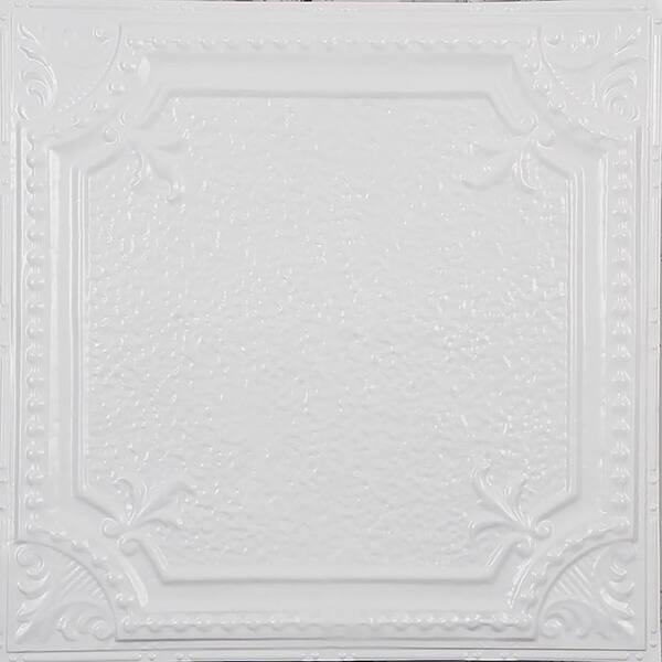 American Tin Ceilings Pattern 28 In Bright White Gloss 2 Ft X Nail Up Ceiling Tile 20 Sq Case Kit N P28 Wbg American Tin Ceilings Pattern 28 In, Ceiling Tiles Home Depot 2 215 45