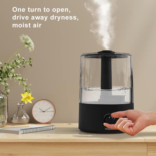 Vissani 1 Gal. Ultrasonic Humidifier 360° Turning Dual Nozzle Cool 