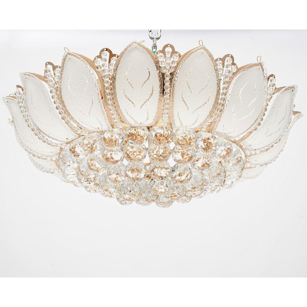 Reviews for OUKANING 23.62 in. 7-Light Modern Gold Lotus Flower