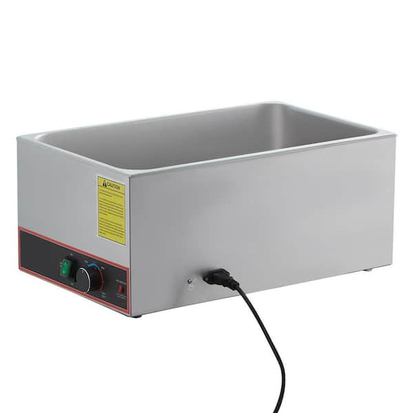 Commercial Food Warmer, 1500W Electric Stainless Steel Steam Food Warmer, Fast Heating Countertop Buffet Bain Marie