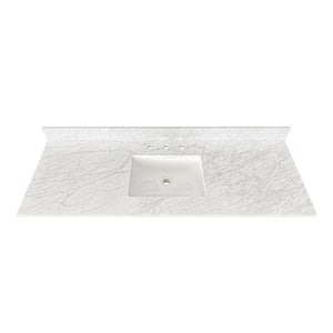 61 in. W x 22 in D Marble White Rectangular Single Sink Vanity Top in Carrara Marble