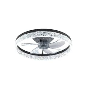 19.7 in. LED Indoor Black Dimmable Aluminium 6 Speeds Ceiling Fan with Lights