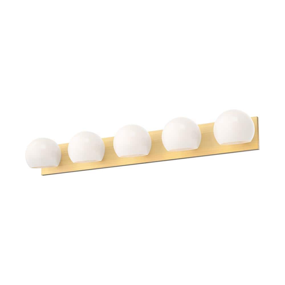 Brushed Gold Opal Matte Glass 4-Light Bathroom Fixture
