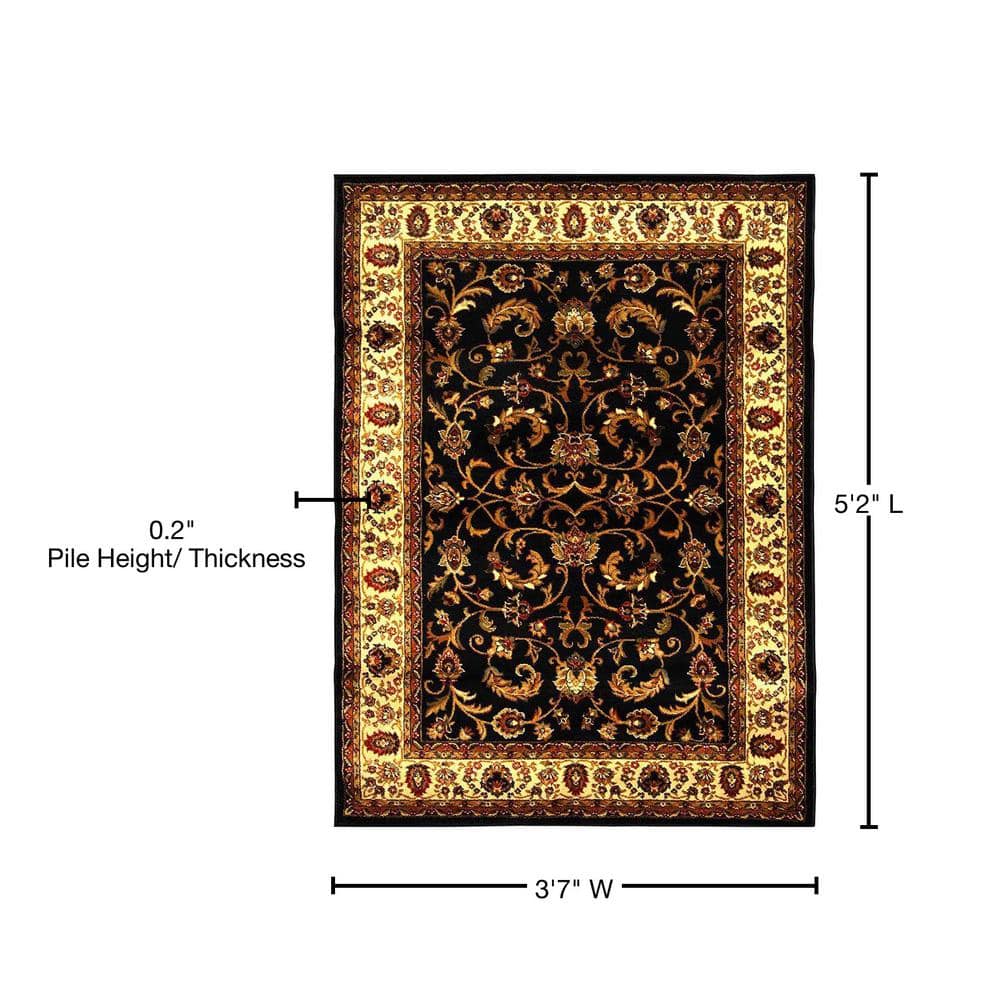 Elegant Tufted Black & Ivory Synthetic 5' x 7' Area Rug