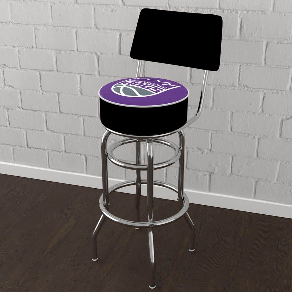 Sacramento Kings Logo 31 in. Purple Low Back Metal Bar Stool with Vinyl Sea