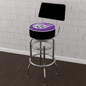 Sacramento Kings Logo 31 in. Purple Low Back Metal Bar Stool with Vinyl Seat
