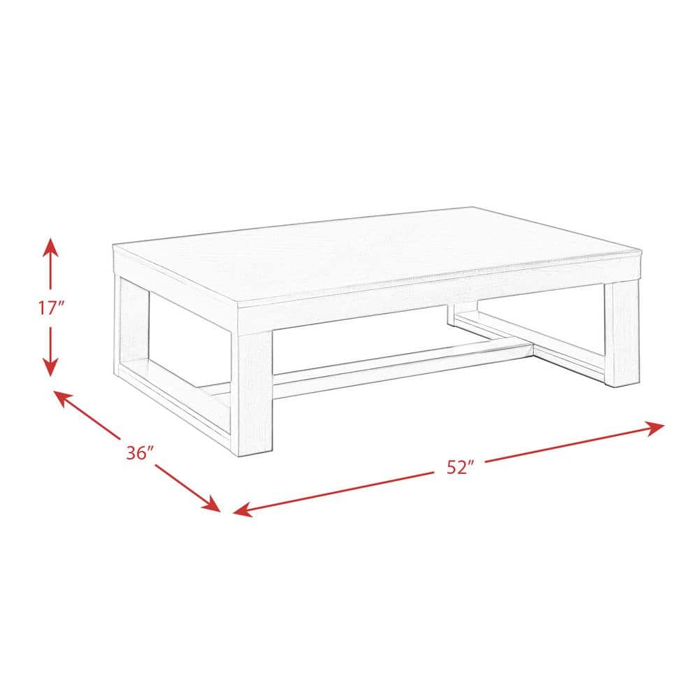 Drew 52'' Warm Cherry Rectangular Wood Coffee Table