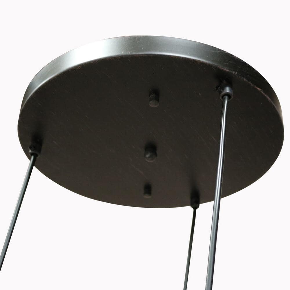 Black Glass 3-Light Gourde Chandelier with Adjustable Height