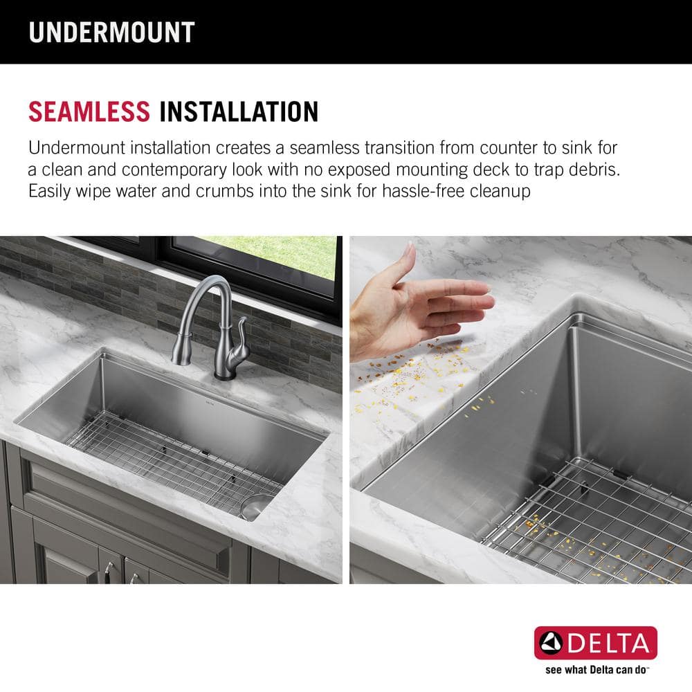32" Stainless Steel Single Bowl Drop-in Kitchen Sink with Drainboard
