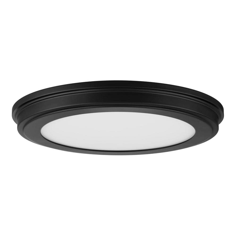 ONLY 1** 13 in. Matte Black Edgelit 3CCT LED Flush Mount 