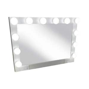 40 in. W x 28 in. H Wood White Decorative Mirror