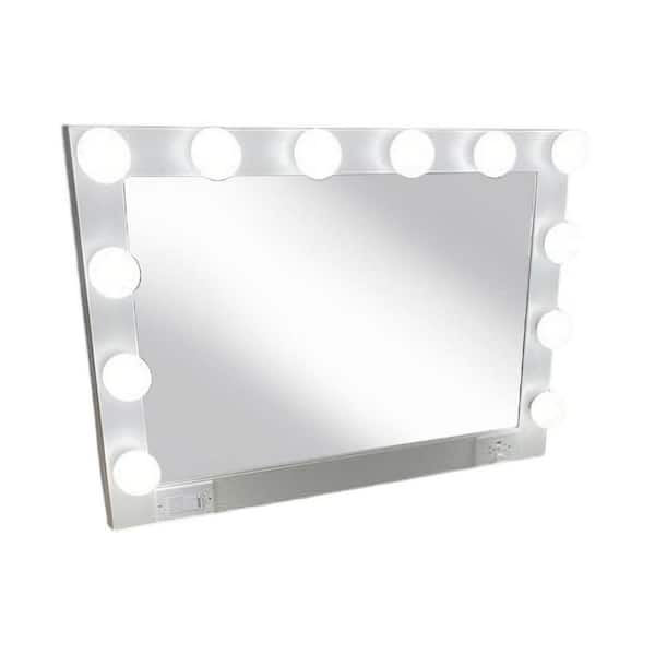 HomeRoots 40 in. W x 28 in. H Wood White Decorative Mirror