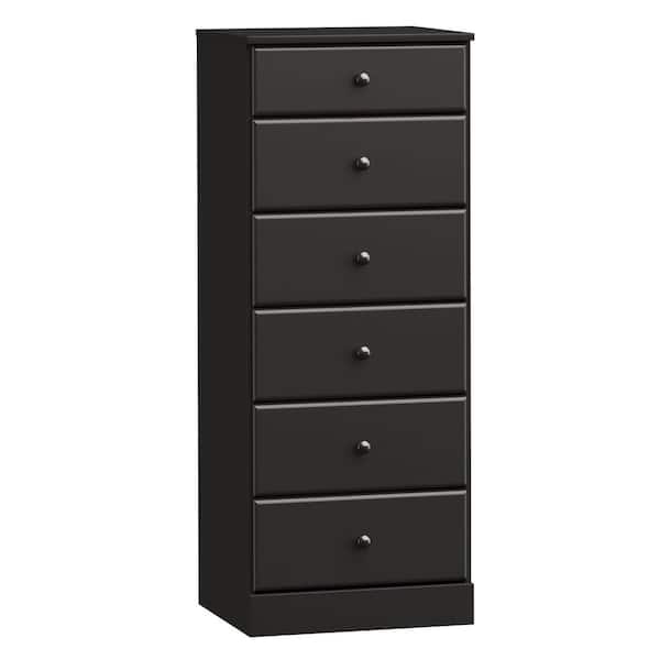 Prepac Astrid Black 6-Drawer Dresser 20 in. Chest of Drawers, Dresser for Bedroom, Black Dresser for Clothes Storage, Organizer