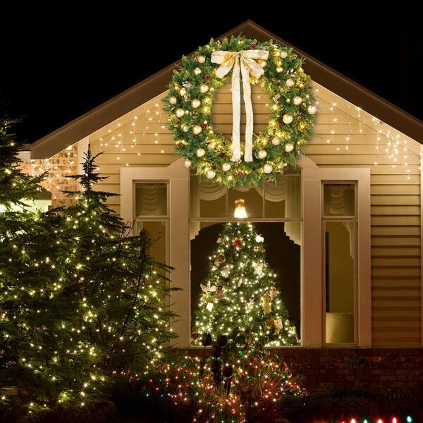 Karl home 60 in. Green Pre-Lit LED Artificial Christmas Wreath