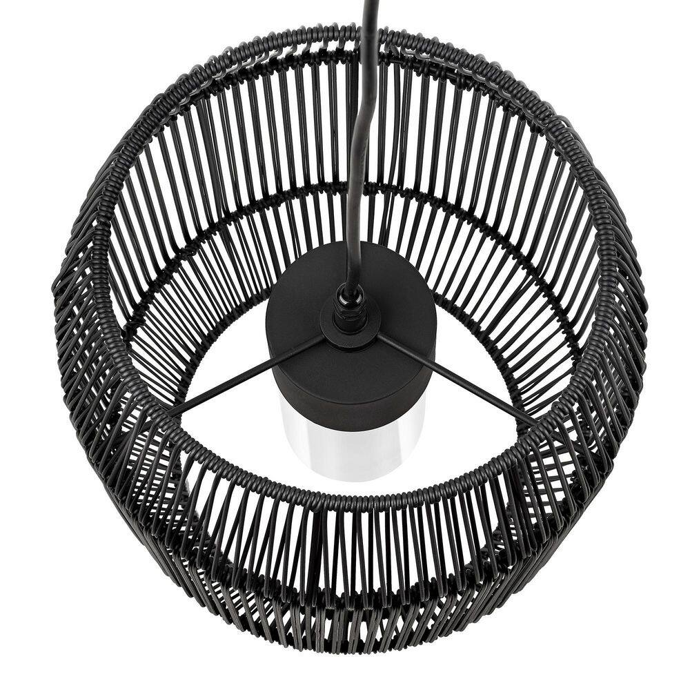Seabrooke Black Composite Wicker and Glass Indoor/Outdoor Pendant Light