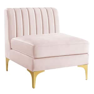 Triumph Channel Tufted Performance Velvet Armless Chair in Pink