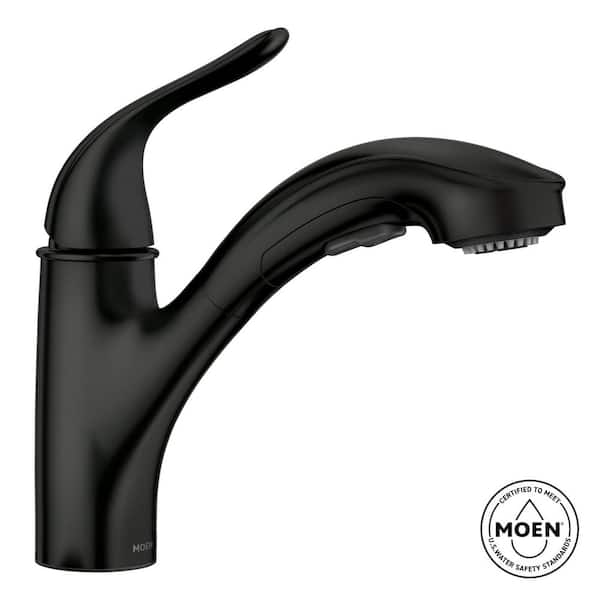 Brecklyn Single Handle Pull Out Sprayer Kitchen Faucet with Power Clean in Matte Black