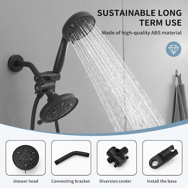 BWE 8-Spray Wall Mount Handheld Shower Head Shower Faucet 1.8 GPM