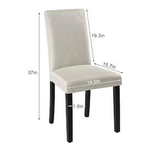 Dining Chairs Set of 2 Beige Modern Fabric and High Back & Solid Wood Legs, Upholstered Kitchen Chairs for Dining Room