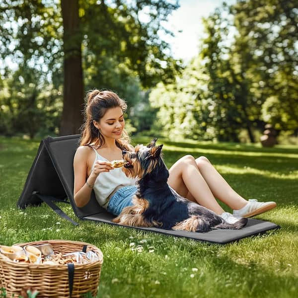 Sunjoy Grey Portable Stackable Outdoor Chaise Lounge Chair with