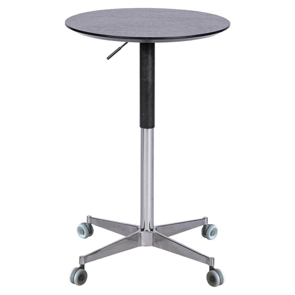Brown Aluminium Outdoor Bistro Table Movable Adjustable Bar Table 360° Swi