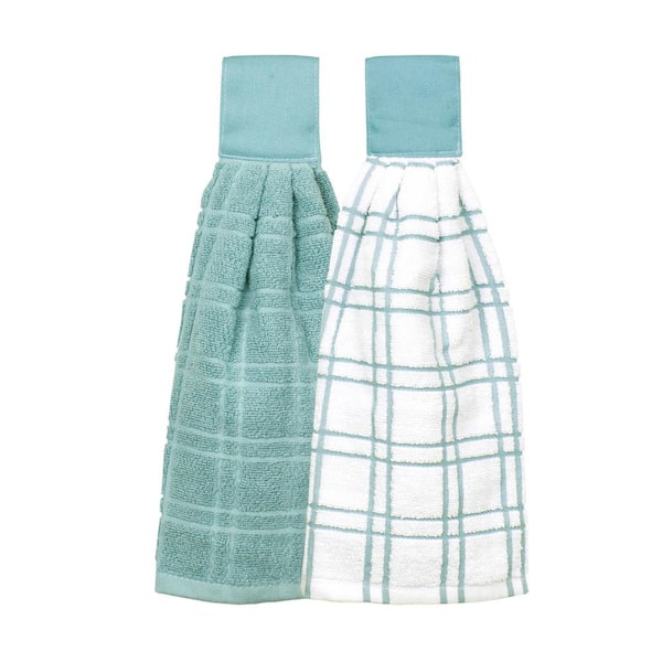RITZ Dew Solid and Multi Check Cotton Tie Towel (Set of 2)