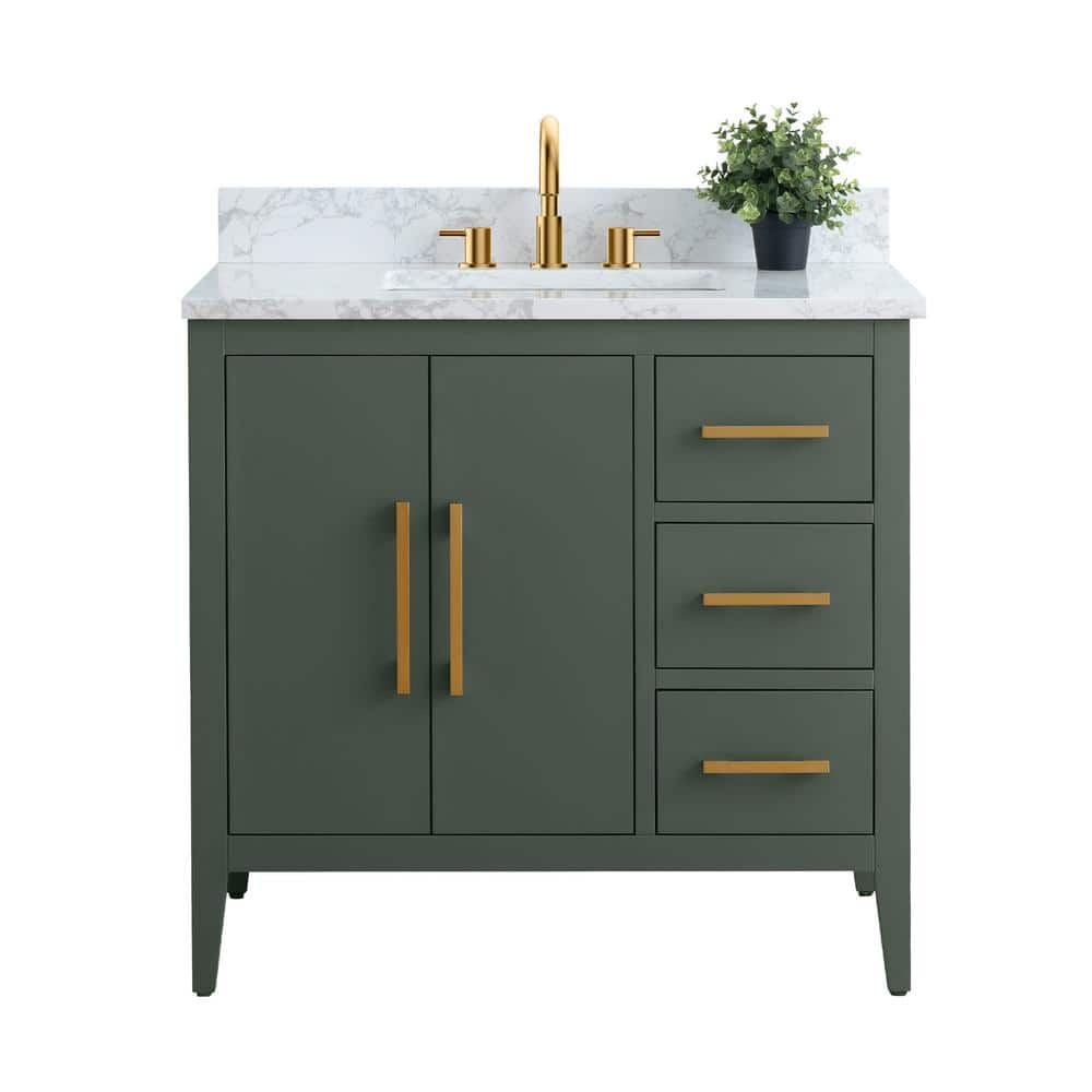 Vintage Green 36" Single Bathroom Vanity with Gold Hardware
