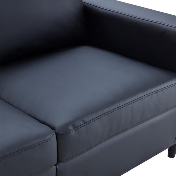 GODEER 60 in. W Black PU Leather 2-Seater Loveseat Couch Furniture