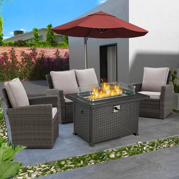 fire pit patio table with umbrella