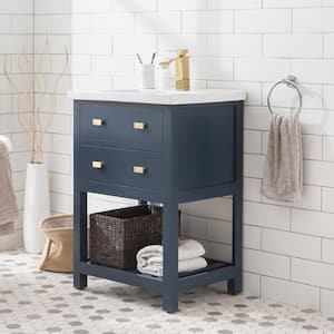 VIOLA 24 in. W Bath Vanity in Monarch Blue Finish with Ceramics Integrated Vanity Top with White Basin