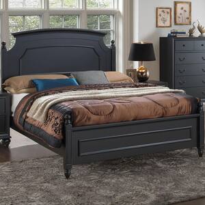Edwige Black Wood Frame Queen Panel Bed with No Additional Features
