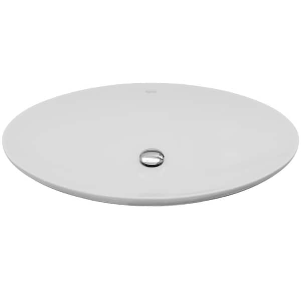 Valera 27 in. Vitreous China Oval Vessel Bathroom Sink in White