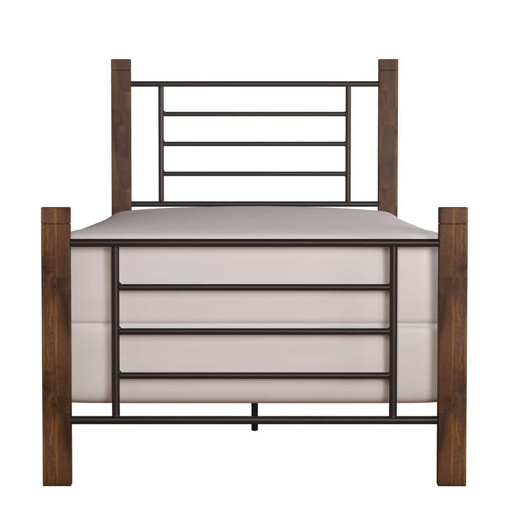 Raymond Textured Black and Weathered Dark Brown Twin Horizontal and Vertical Design Bed -  Hillsdale Furniture, 2591-330