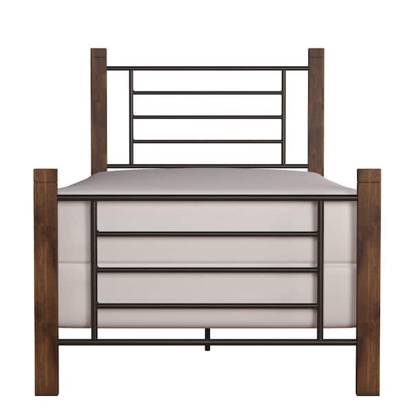 Hillsdale Furniture Raymond Textured Black and Weathered Dark Brown Twin Horizontal and Vertical Design Bed