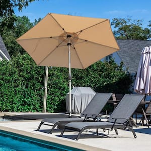 7.5 ft. Outdoor Patio Umbrella in Beige, with Push Button Tilt and Crank, with 8-Sturdy Ribs