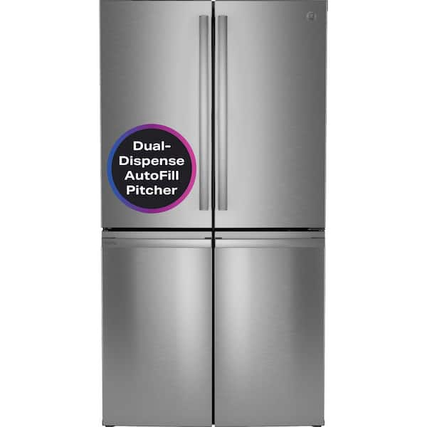 GE Profile 22.9 cu. ft. Counter-Depth Quad-Door Refrigerator with Dual-Dispense AutoFill Pitcher and Door in Door