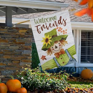 40 in. x 28 in. Scarecrow "Welcome Friends" Fall Harvest Outdoor House Flag