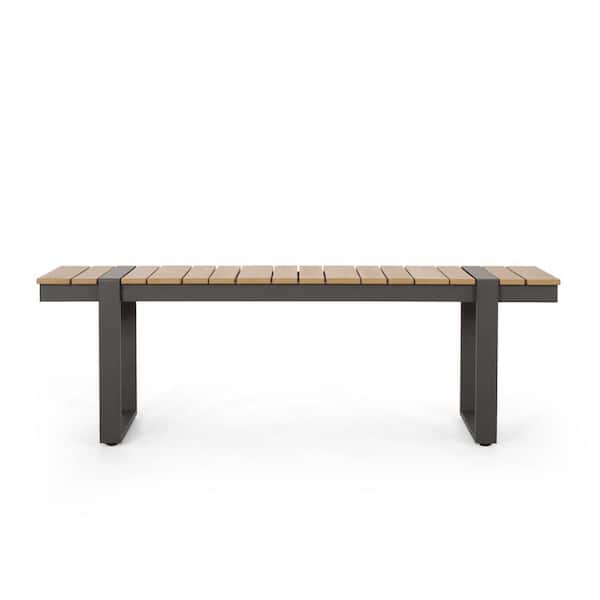 Miscool Anky 58.25 in. W 2-Person Brown Plywood Outdoor Bench Ottoman