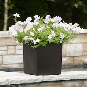 Citadel Cube 14 in. x 14 in. Slate Rubber Self-Watering Planter