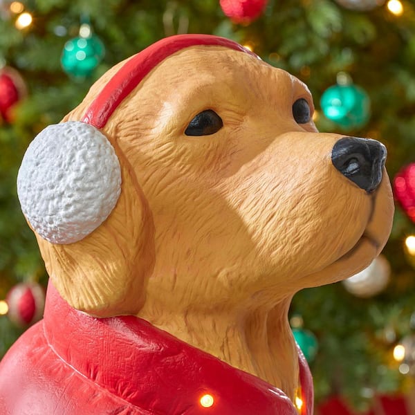 Holiday Time 12 inch Heatable Plush Toy, Red Jacket Puppy 