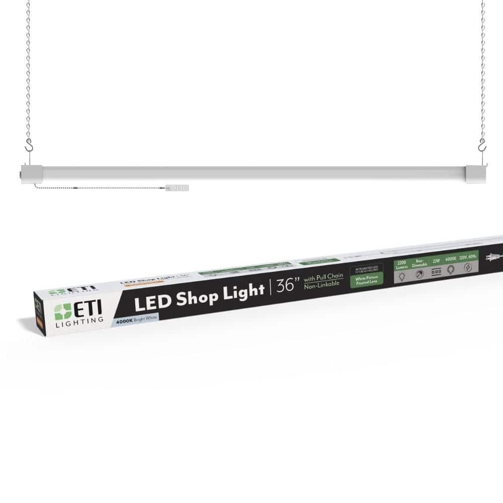 36 in. Plug-In 22 Watt White Workshop LED Shop Light with Pull Chain 2300 Lumens 120V Bright White 4000K Non-Linkable price history on PriceWatchPro