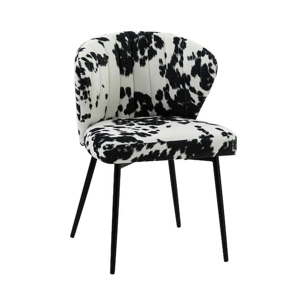 JAYDEN CREATION Diana Upholstered Black Tufted Dining Chair with mental legs