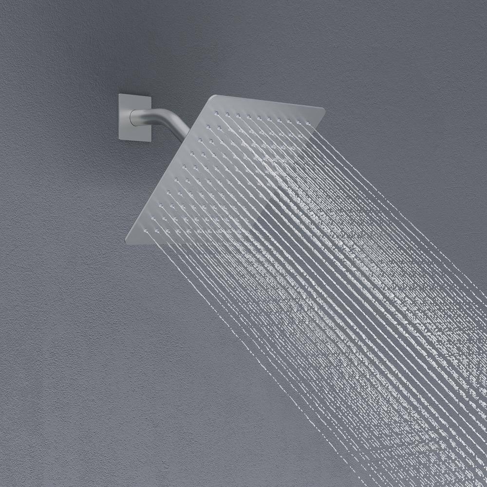 Brushed Nickel Wall Mounted Rain Shower Faucet Set with Handheld