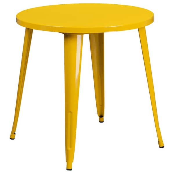 Carnegy Avenue Yellow Round Metal Outdoor Bistro Table